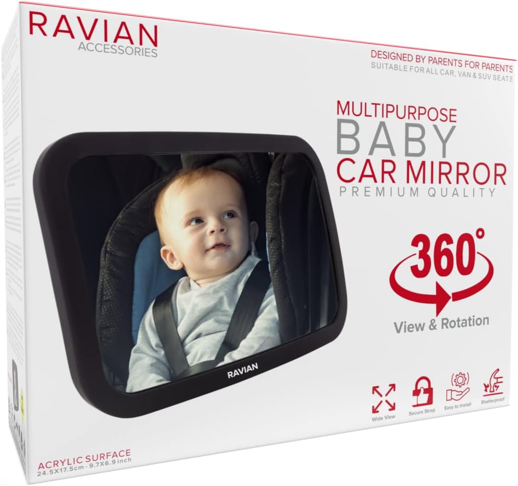 Baby Car Mirror for Back Seat Safest Newborn Essentials with Rear View ZUGATI