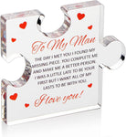 Valentines Gifts for Him, Her - 3.35"x 2.76" Acrylic Puzzle Stand with Printed Message - Birthday, Wedding for Boyfriend, Girlfriend - I Love You Presents for Husband, Wife