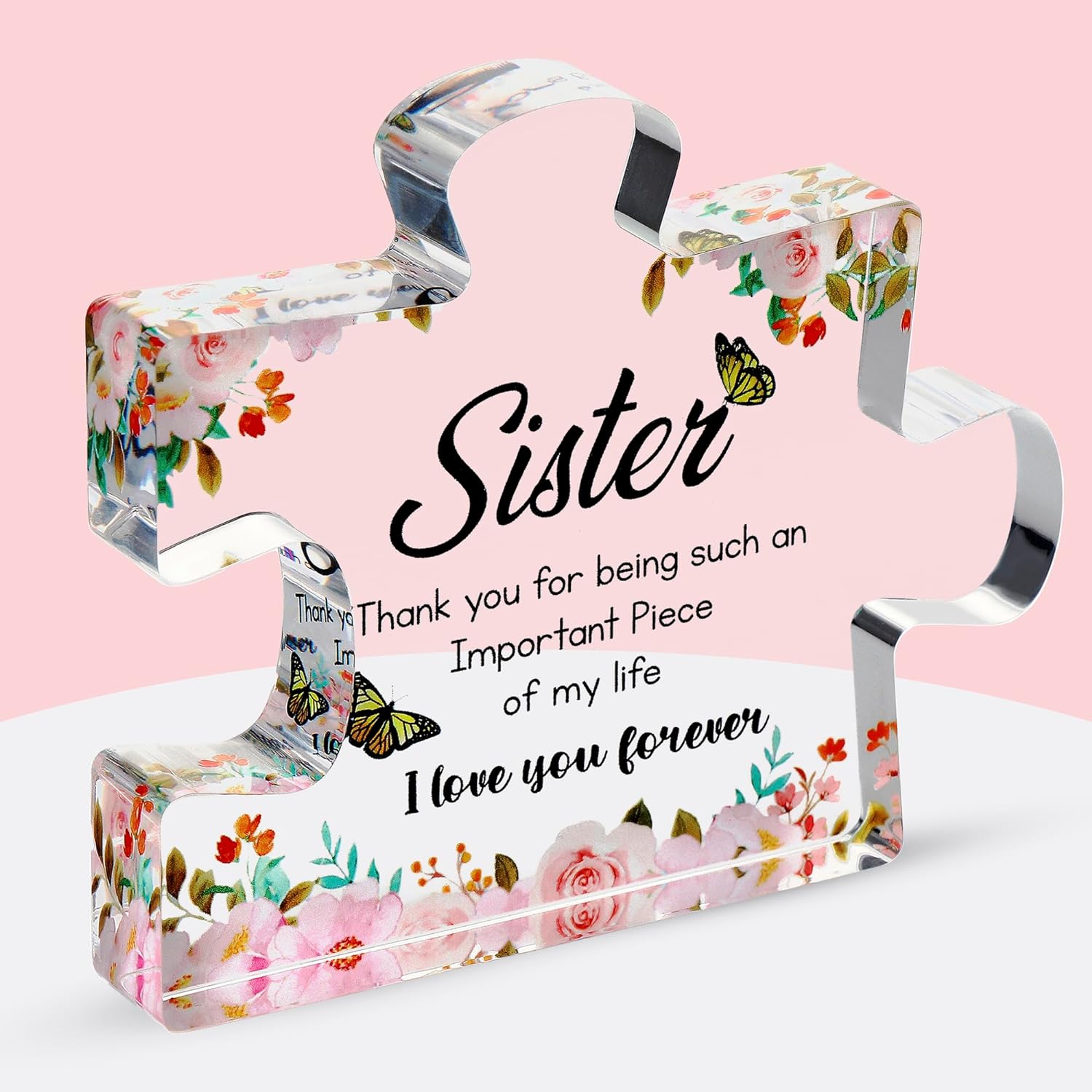 Valentines Gifts for Him, Her - 3.35"x 2.76" Acrylic Puzzle Stand with Printed Message - Birthday, Wedding for Boyfriend, Girlfriend - I Love You Presents for Husband, Wife