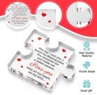 Valentines Gifts for Him, Her - 3.35"x 2.76" Acrylic Puzzle Stand with Printed Message - Birthday, Wedding for Boyfriend, Girlfriend - I Love You Presents for Husband, Wife