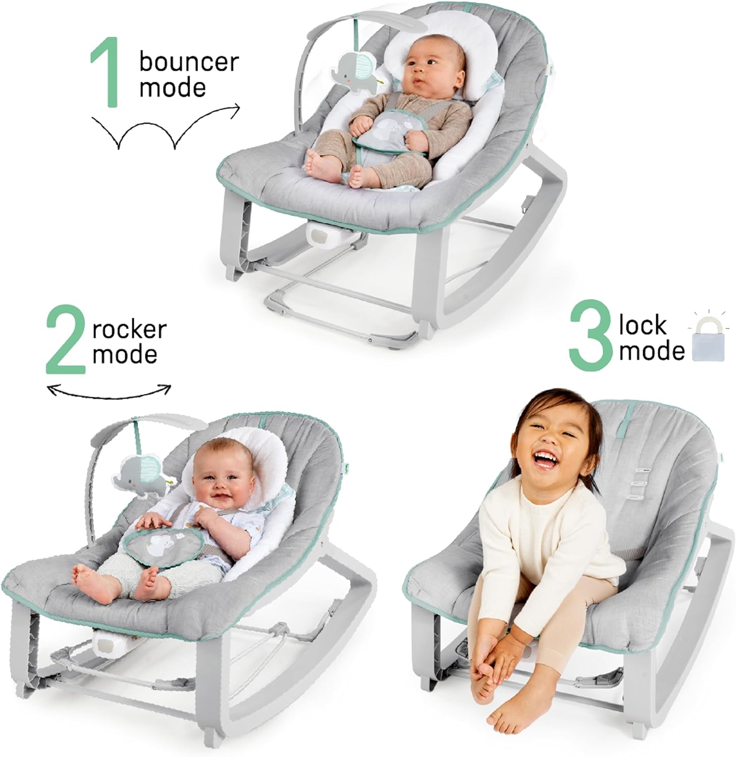 Ingenuity Keep Cozy 3 in 1 Grow with Me Vibrating Baby Bouncer Seat ZUGATI