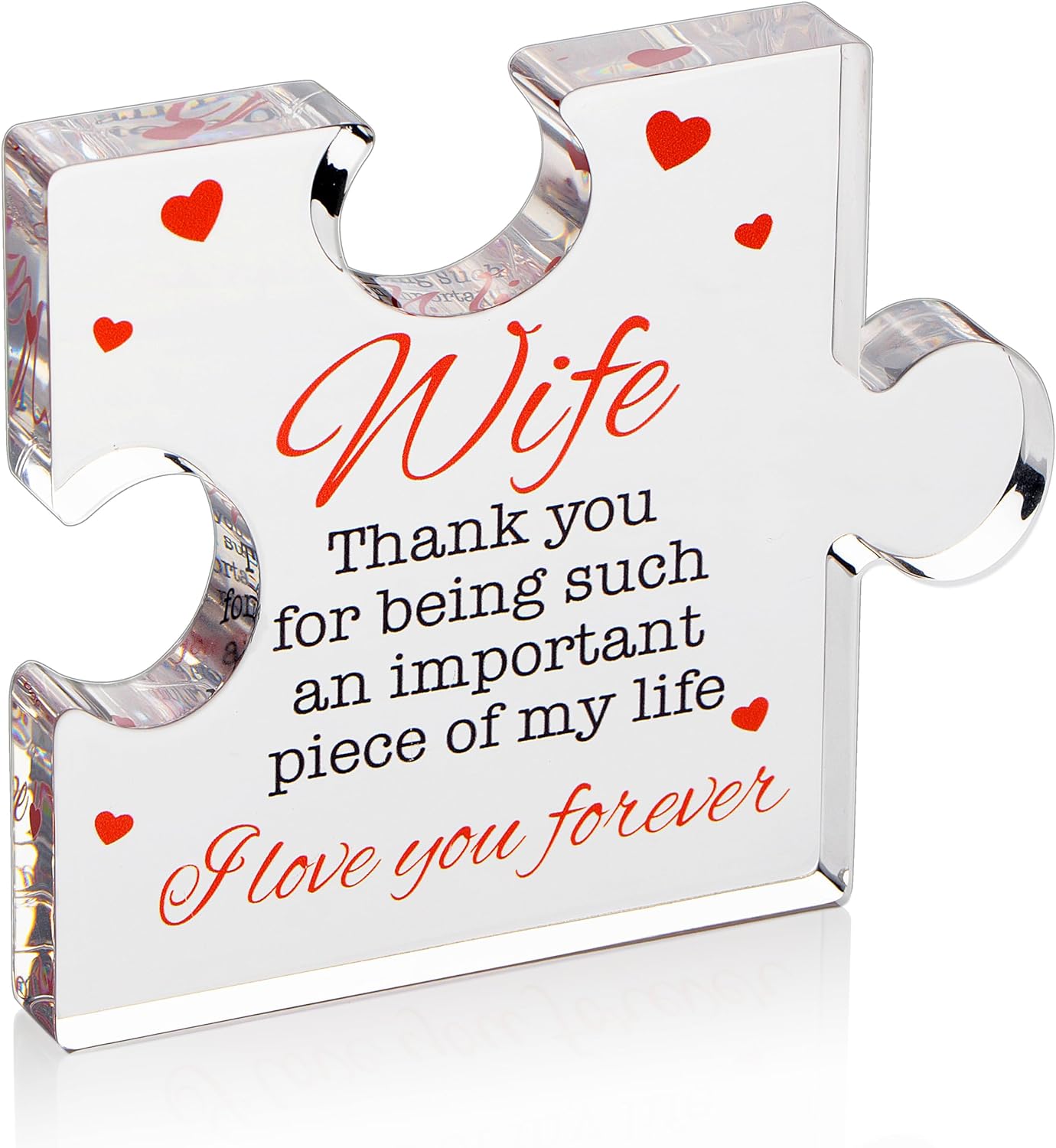 Valentines Gifts for Him, Her - 3.35"x 2.76" Acrylic Puzzle Stand with Printed Message - Birthday, Wedding for Boyfriend, Girlfriend - I Love You Presents for Husband, Wife