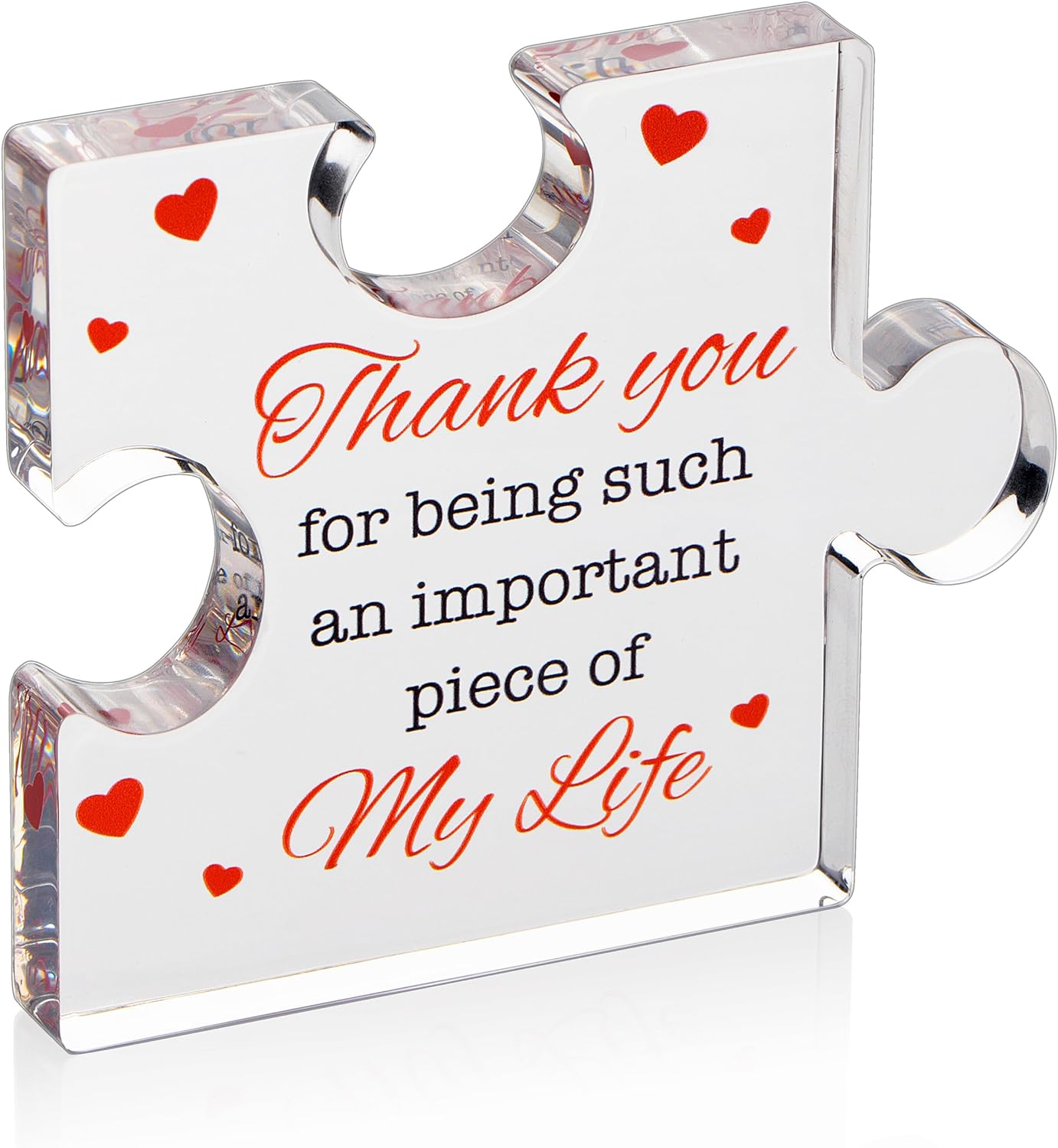 Valentines Gifts for Him, Her - 3.35"x 2.76" Acrylic Puzzle Stand with Printed Message - Birthday, Wedding for Boyfriend, Girlfriend - I Love You Presents for Husband, Wife