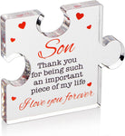 Valentines Gifts for Him, Her - 3.35"x 2.76" Acrylic Puzzle Stand with Printed Message - Birthday, Wedding for Boyfriend, Girlfriend - I Love You Presents for Husband, Wife