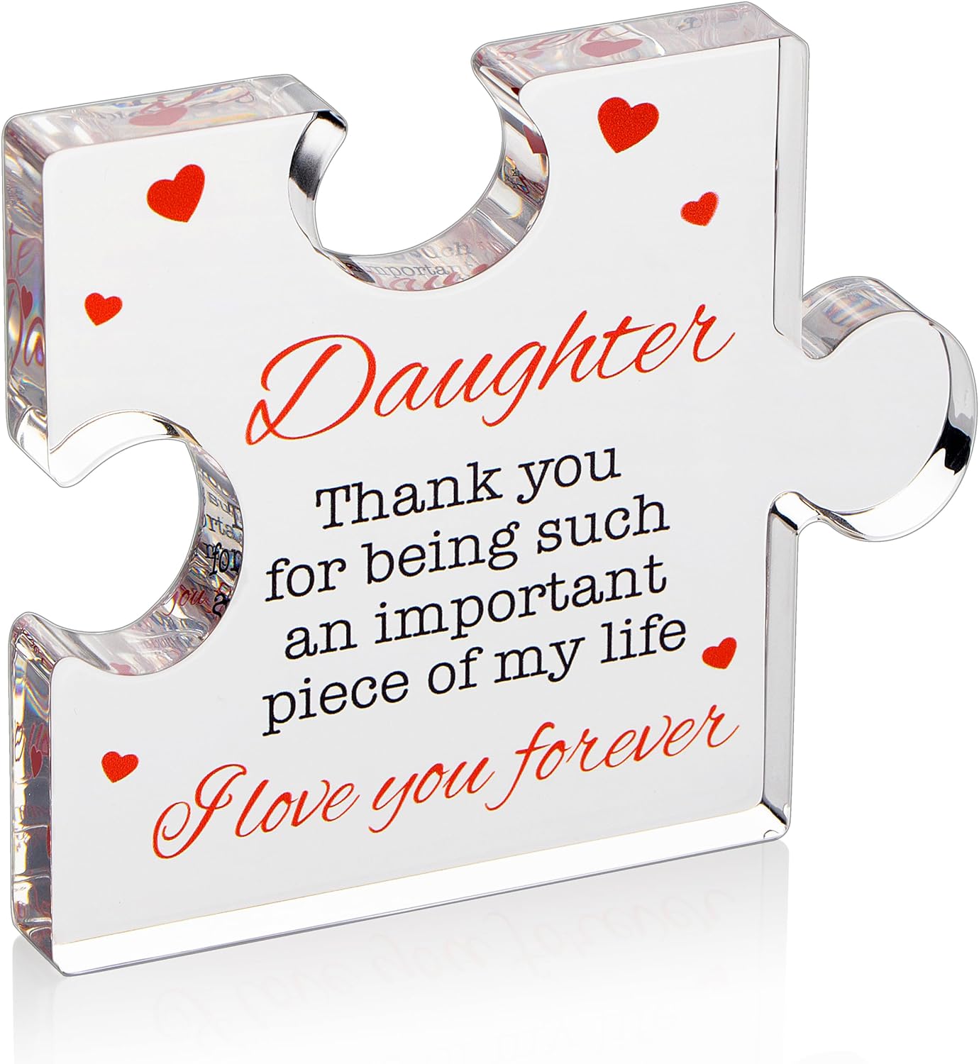 Valentines Gifts for Him, Her - 3.35"x 2.76" Acrylic Puzzle Stand with Printed Message - Birthday, Wedding for Boyfriend, Girlfriend - I Love You Presents for Husband, Wife