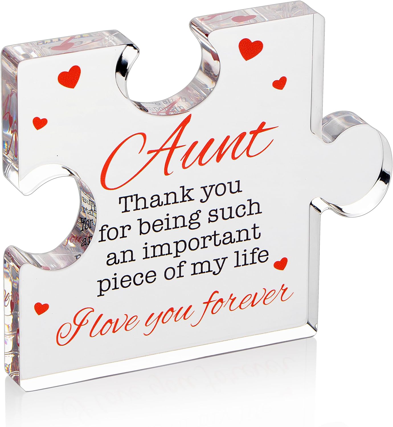 Valentines Gifts for Him, Her - 3.35"x 2.76" Acrylic Puzzle Stand with Printed Message - Birthday, Wedding for Boyfriend, Girlfriend - I Love You Presents for Husband, Wife