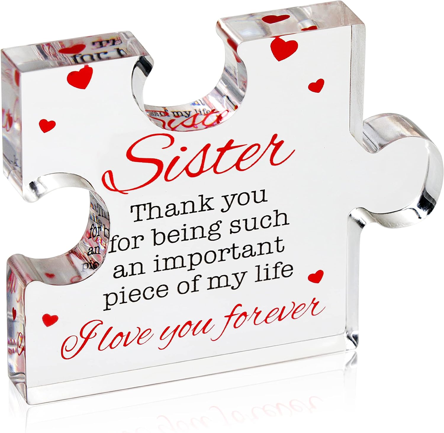 Valentines Gifts for Him, Her - 3.35"x 2.76" Acrylic Puzzle Stand with Printed Message - Birthday, Wedding for Boyfriend, Girlfriend - I Love You Presents for Husband, Wife