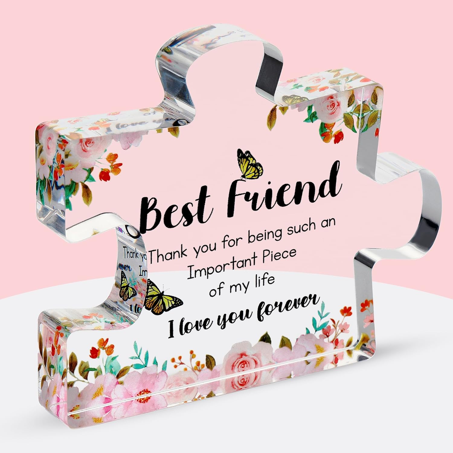 Valentines Gifts for Him, Her - 3.35"x 2.76" Acrylic Puzzle Stand with Printed Message - Birthday, Wedding for Boyfriend, Girlfriend - I Love You Presents for Husband, Wife