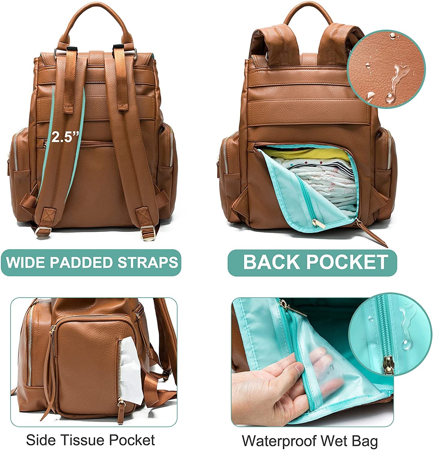 Leather diaper bag backpack by store miss fong