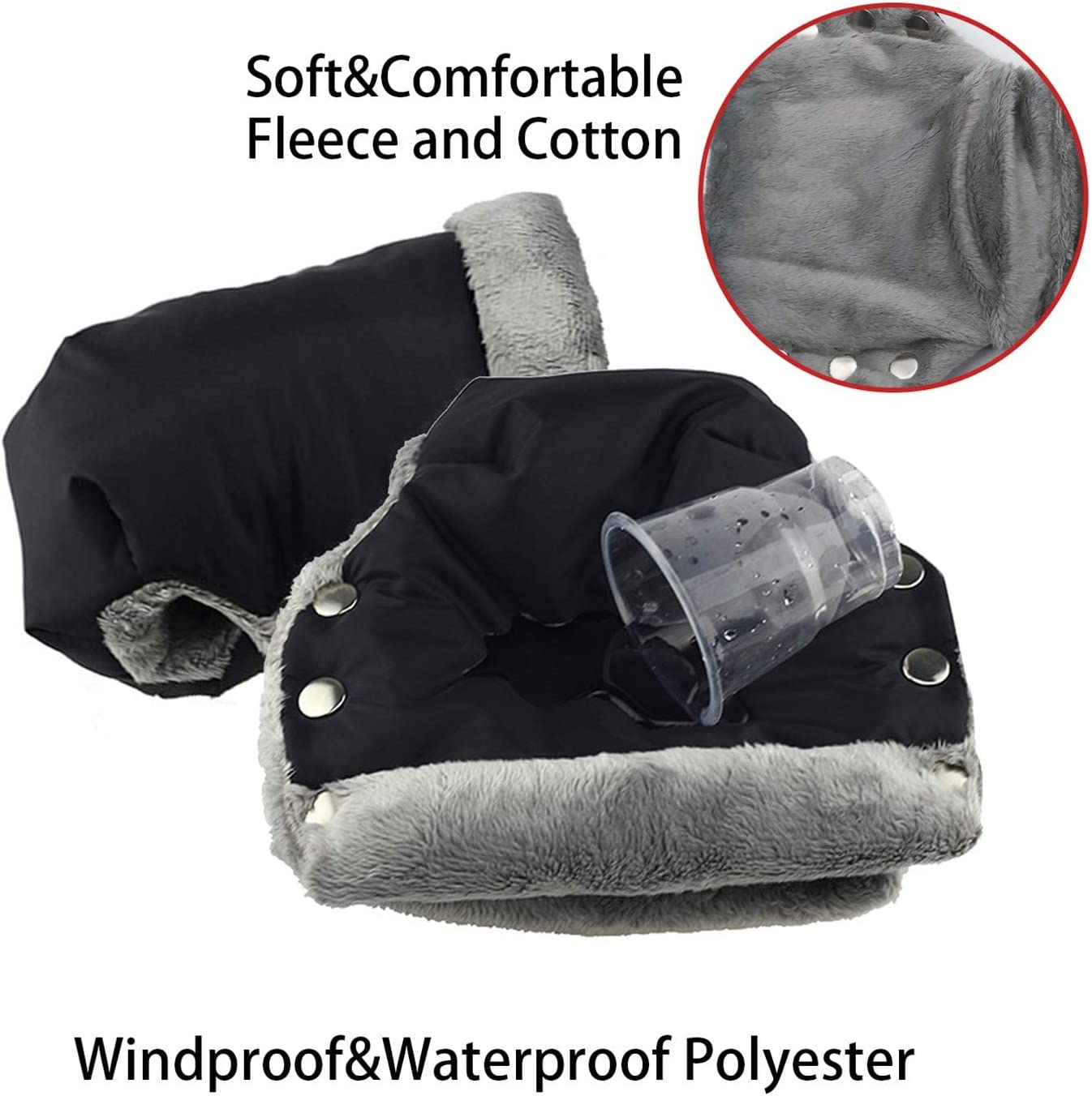 Oenbopo Stroller Gloves, Winter Waterproof Hand Muff Universal Fit