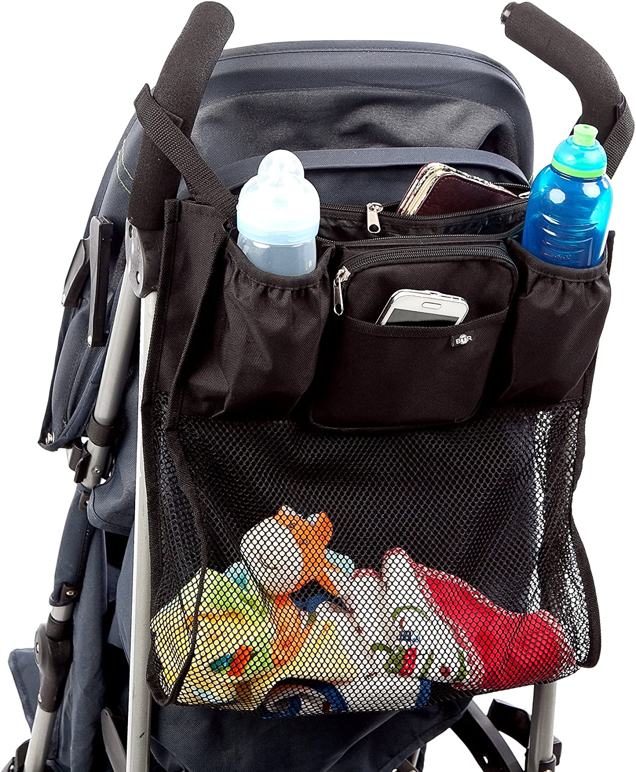 Slimline Pram Buggy Organiser Storage With Shopping Net